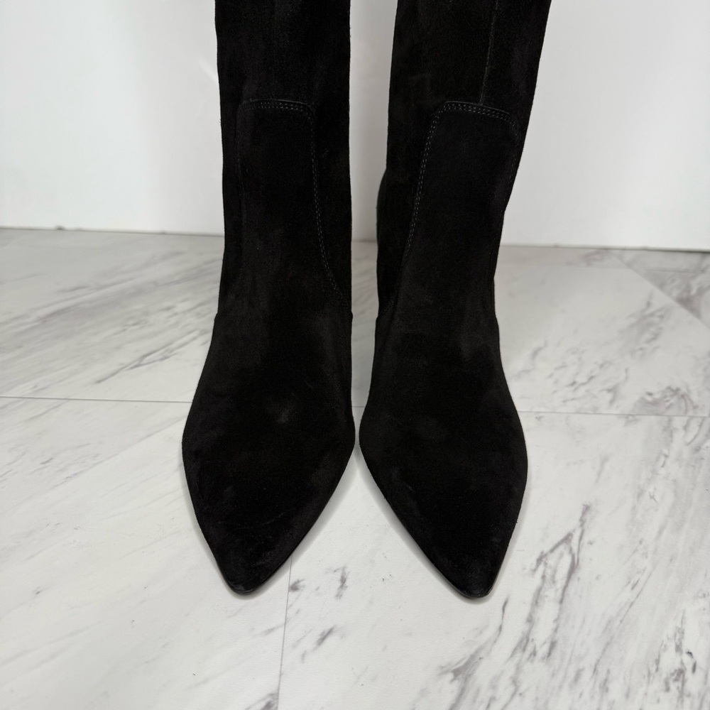 Steve Madden Evey Black Suede Pointy Toe Heeled Tall Boot 7 1/2 M - Picture 11 of 15
